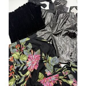 Lot of 3 Free People Anthro Day 2 Night Black Velvet Faux Patent Leather SZ XS/S